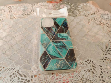 Marble Geometric TPU Blue Case - For iPhone 11 Pro