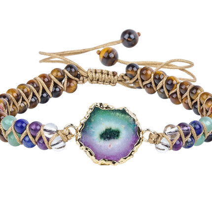 Agate Natural Crystal Beaded Braided Yoga Bracelet For Women