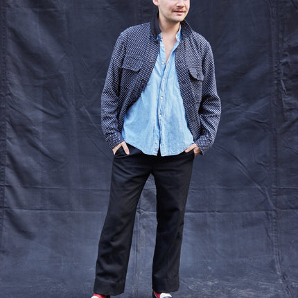 Wool Workshirt with Navy Dot