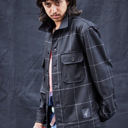 Wool Workshirt in Black Window Pane