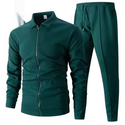 Autumn Youth Zipper Pocket Lapels Slim Fit Men's Jacket Suits