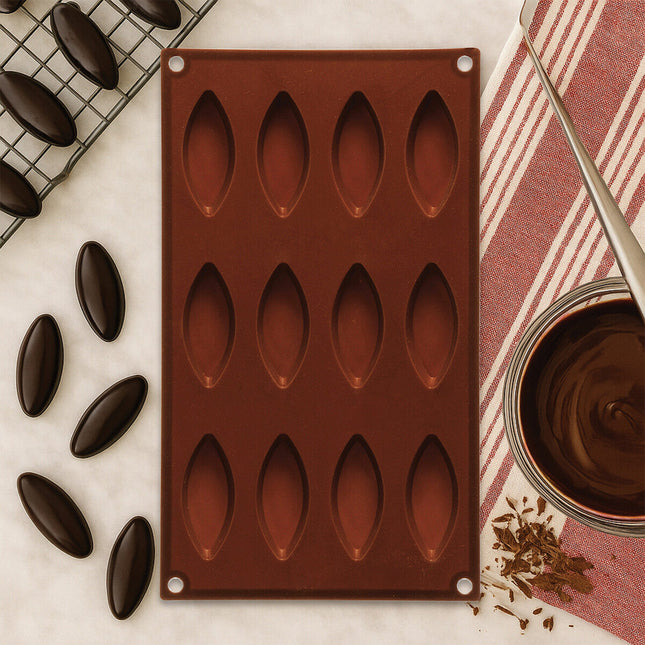 12 Elongated Oval Shape Silicone Chocolate Mould