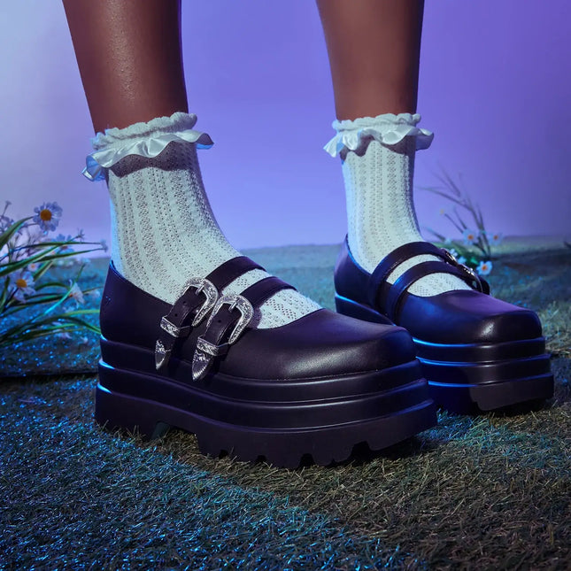 Koi Damona Trident Ornate Buckle Mary Janes  Shoes in Black