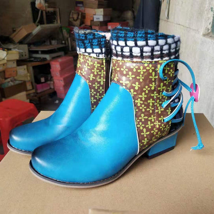 Handmade Ethnic Embroidered Ankle Boots - Vintage Bohemian Short Boots for Women