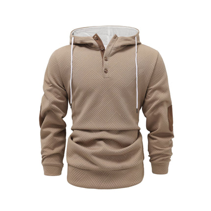 Premium Men's Jacquard Hooded Sweater - Casual Pullover Hoodie for Sports & Leisure