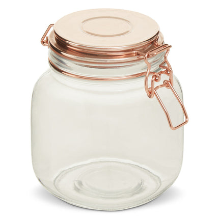 1000Ml Sqr Glass Jar Clip Top Rose Gold Lid