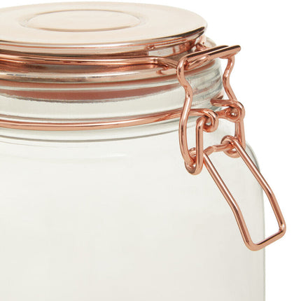 1000Ml Sqr Glass Jar Clip Top Rose Gold Lid