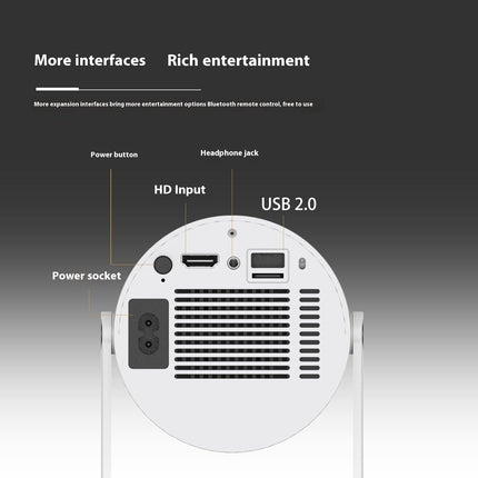 4K Portable Mini Projector - 180° Auto-Focus Home Cinema Projector with HD 1080P Support | Compact Smart Video Projector