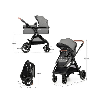 Kinderkraft Esme 3-in-1 Travel System with Mink Pro Car Seat - Moonlight Grey
