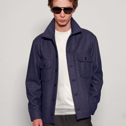 Wool Workshirt in Navy Blue