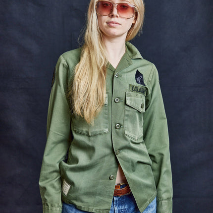 Party Back Shirt - Black Lace - Khaki