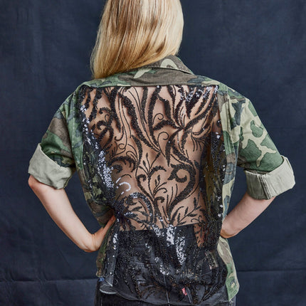 Party Back Shirt - Black Sequin - Camo