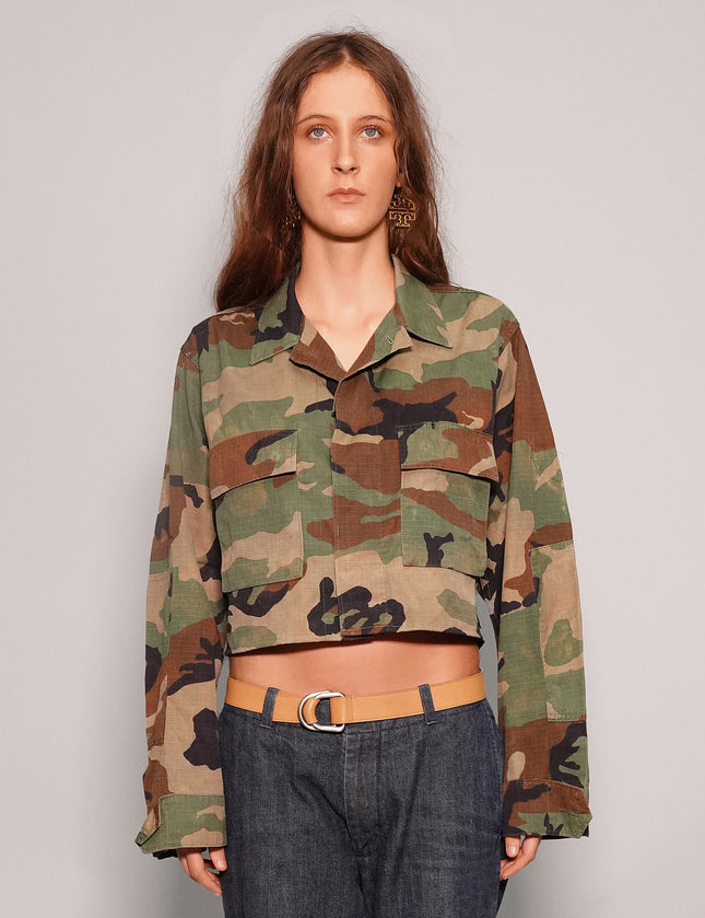 Party Back Cropped  Shirt - Gold Sequin - Camo
