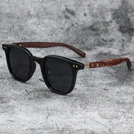 Trendy Retro Wood Grain Sunglasses Polarized UV Protection for Men Women Perfect for Cycling Outdoor Street Photography