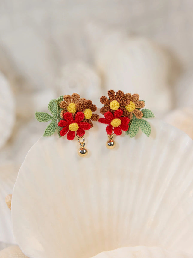 Bloom Burst Micro Crochet Flower Earrings – Tiny Blossoms, Big Joy