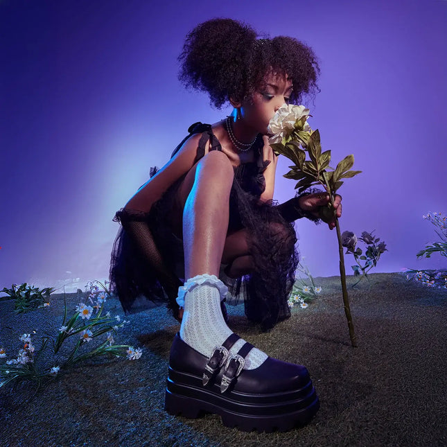 Koi Damona Trident Ornate Buckle Mary Janes  Shoes in Black