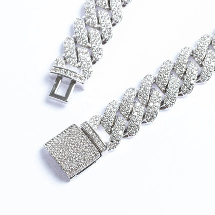 12mm Iced Prong Cuban Chain + Bracelet - Silver