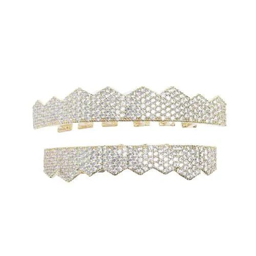 Pointed Iced Grillz - Gold