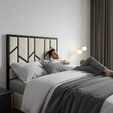 Elora Panel-Lined Upholstered TV Bed Frame - Modern Fabric Bed | UK Beds Direct