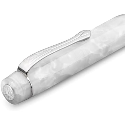 Kaweco ART SPORT Fountain Pen Mineral White I Exclusive Acrylic Reservoir Pen for Ink Cartridges With Steel Nib 12.5 cm I Including Metal Box I Nib: F (Fine)