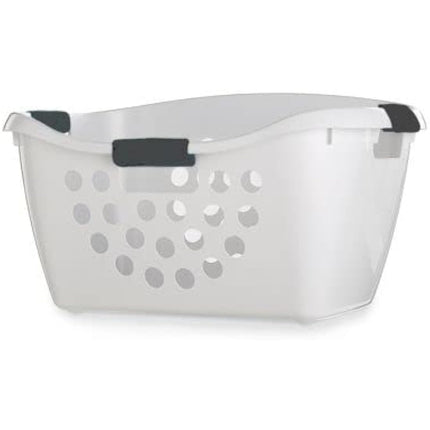 Lakeland Easy Load White Plastic Laundry Washing Basket 50L – Comfortable Hip Rest Non-Slip Handles