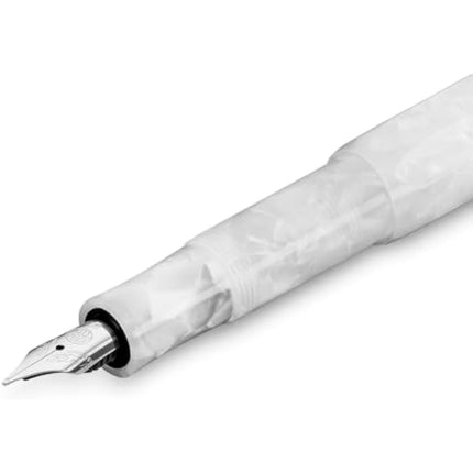 Kaweco ART SPORT Fountain Pen Mineral White I Exclusive Acrylic Reservoir Pen for Ink Cartridges With Steel Nib 12.5 cm I Including Metal Box I Nib: F (Fine)
