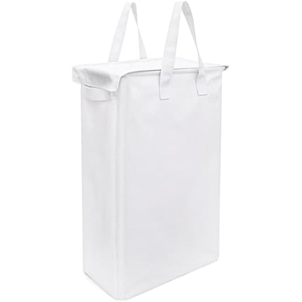 Belle Vous Collapsible Tall Laundry Basket with Lid - Large 58L Foldable Clothes Hamper with Handles - Washing/Laundry/Toys Storage Bin for Bathroom, Bedroom, Dorm or Laundry Room - White