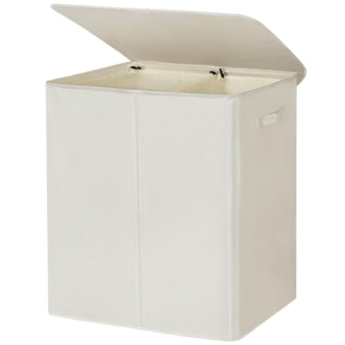 Chrislley 180L Double Laundry Basket with lid and Removable Laundry Bags Large Collapsible 2 Dividers washing basket with Handles for Bedroom Laundry