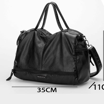 Autumn and winter new Messenger bag washed leather large capacity motorcycle bag handbags shoulder bag ladies big bag