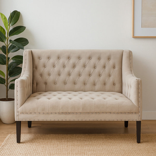 2 Seater Camel Velvet Sofa, Regent Park