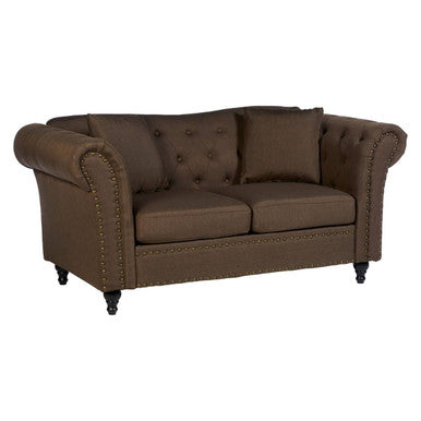 2 Seater Brown Chesterfield Sofa, Fable