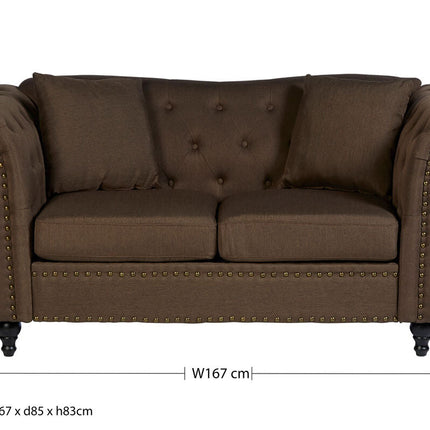 2 Seater Brown Chesterfield Sofa, Fable