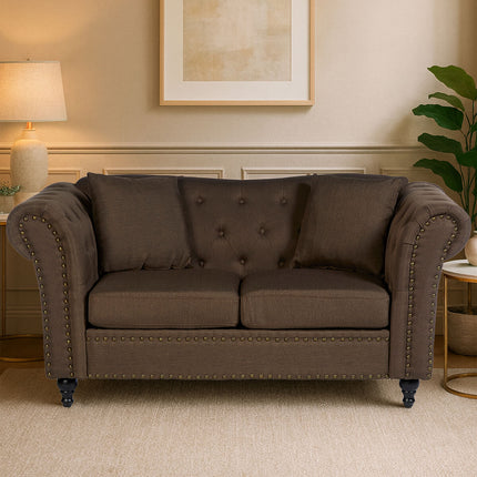 2 Seater Brown Chesterfield Sofa, Fable