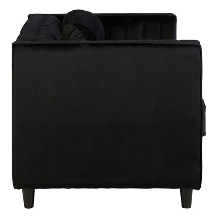 2 Seater Black Velvet Sofa, Farah