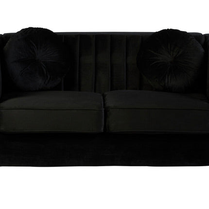 2 Seater Black Velvet Sofa, Farah