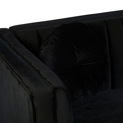 2 Seater Black Velvet Sofa, Farah