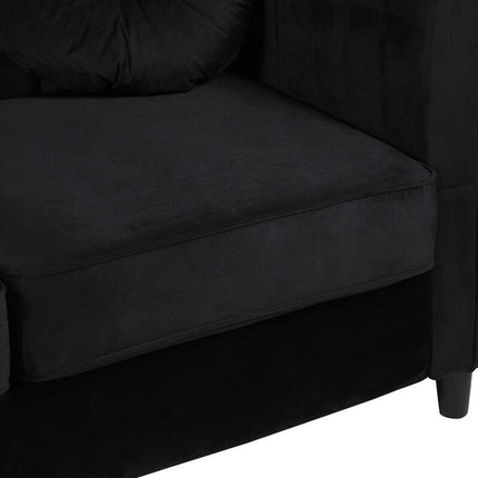 2 Seater Black Velvet Sofa, Farah