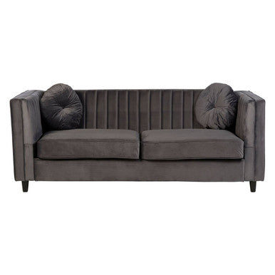 3 Seater Grey Velvet Sofa, Farah