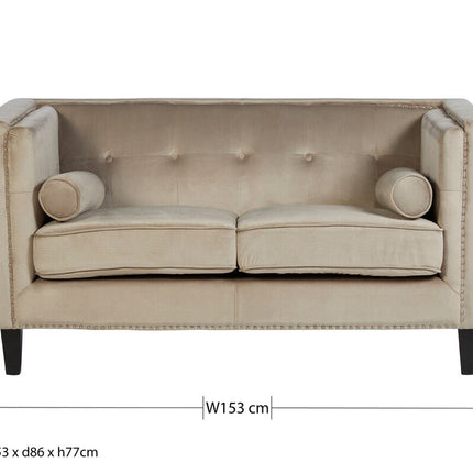 2 Seater Mink Velvet Sofa, Felisa