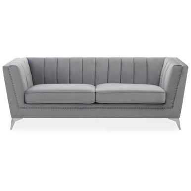 3 Seater Grey Velvet Sofa, Hansa