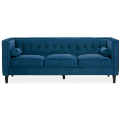 3 Seater Blue Velvet Sofa, Helia