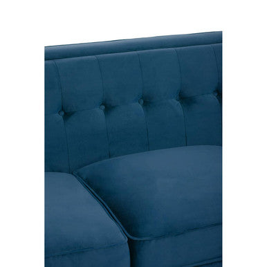 3 Seater Blue Velvet Sofa, Helia