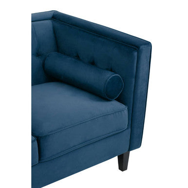 3 Seater Blue Velvet Sofa, Helia
