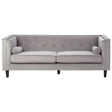 3 Seater Grey Velvet Sofa, Felisa