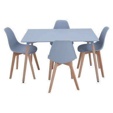 Varberg Grey Dining Table with 4 Chairs Set