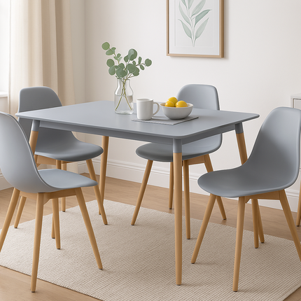 Varberg Grey Dining Table with 4 Chairs Set