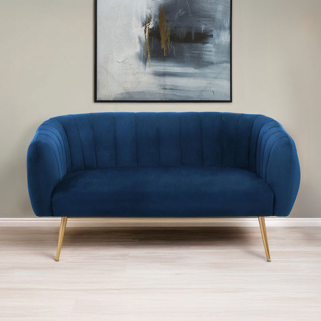 2 Seater Blue Velvet Sofa, Larissa