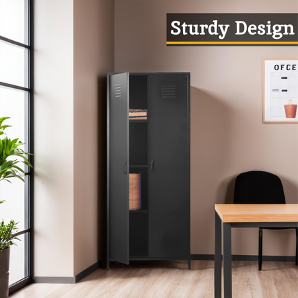 Academy Black Two Door Locker Style Wardrobe
