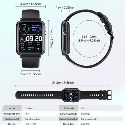 Premium Smart Waterproof Watch - IP67 Fitness Tracker with Bluetooth 5.2 | 1.69" HD Display