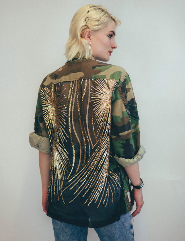 Party Back Shirt - Gold Sequin - Camo